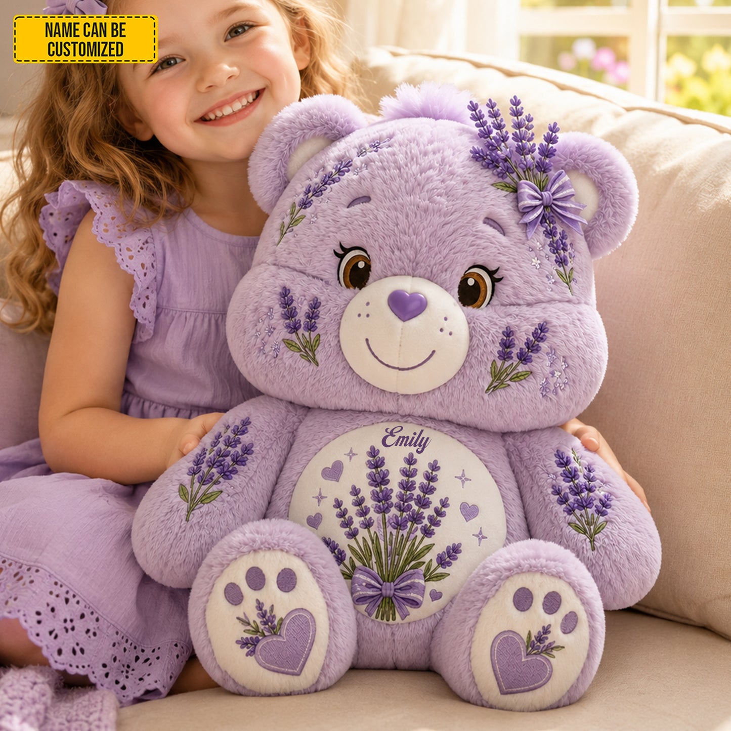 Personalized Lavender Bear Custom Shaped Pillow