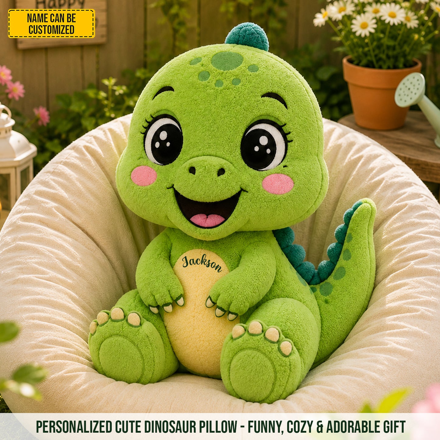 Personalized Cute Dinosaur Custom Shape Pillow