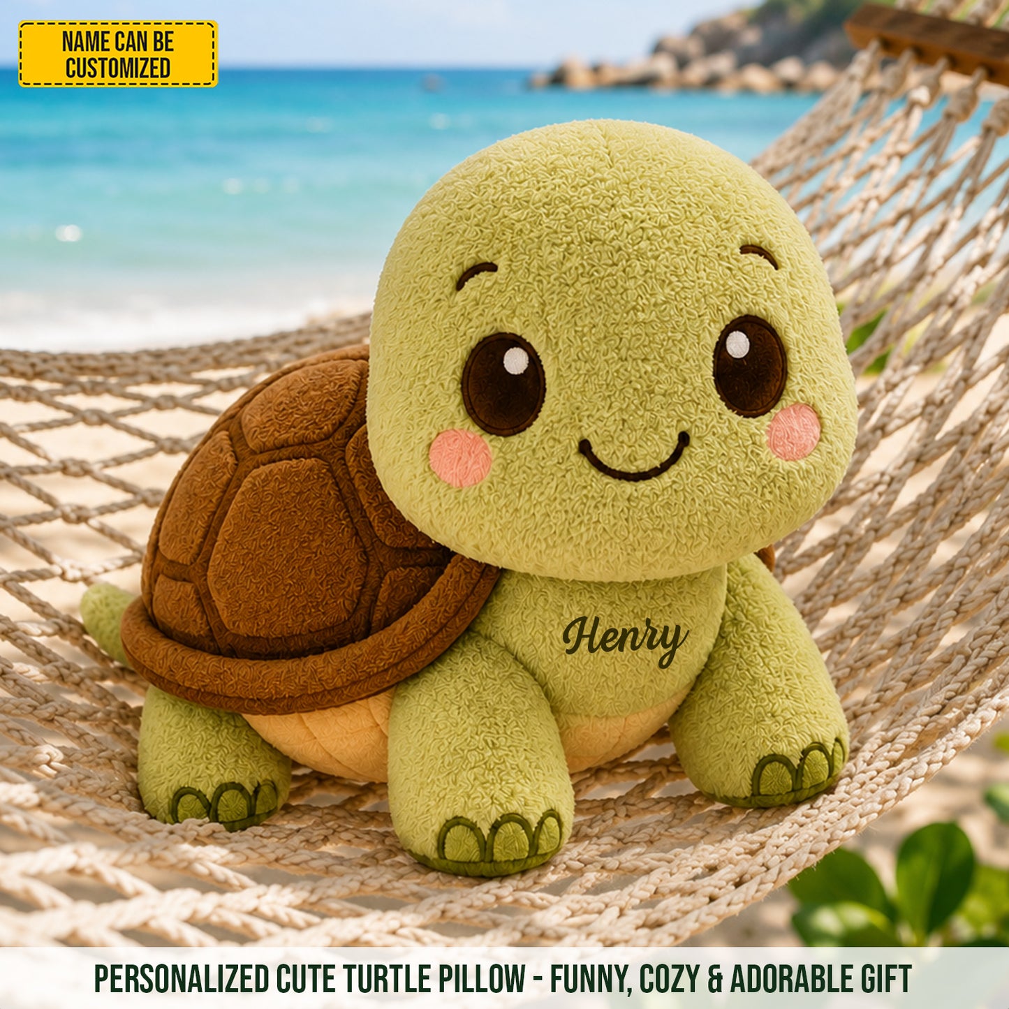 Personalized Cute Turtle Custom Shaped Pillow