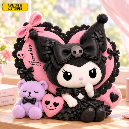 Personalized Kuromi With Heart Custom Shaped Pillow