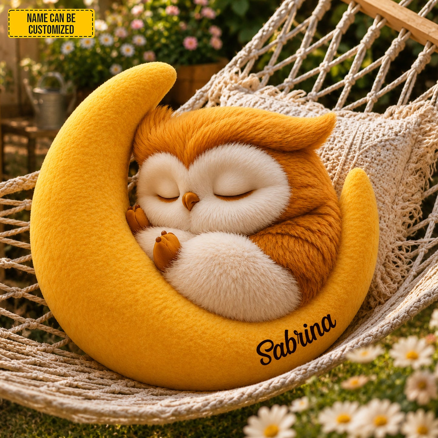 Personalized Sleeping Owl Moon Custom Shaped Pillow