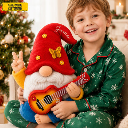 Personalized Peace, Love & Music Gnome Custom Shaped Pillow