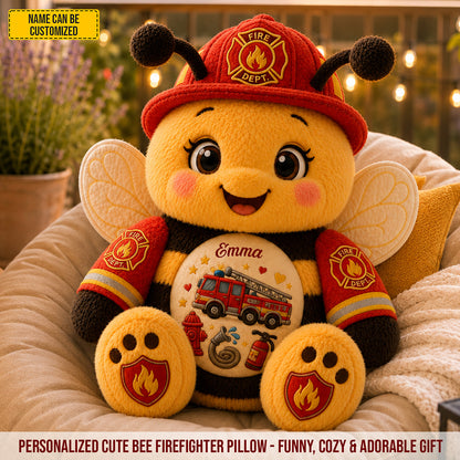 Personalized Firefighter Bee Custom Shape Pillow