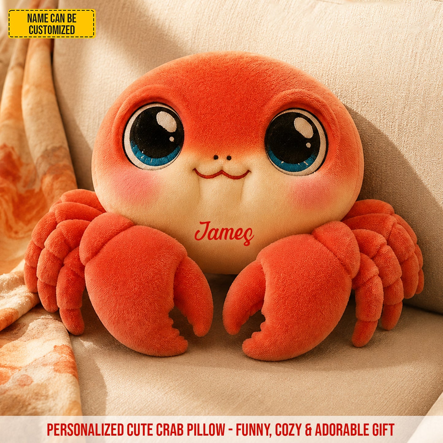 Personalized Cute Crab Custom Shaped Pillow