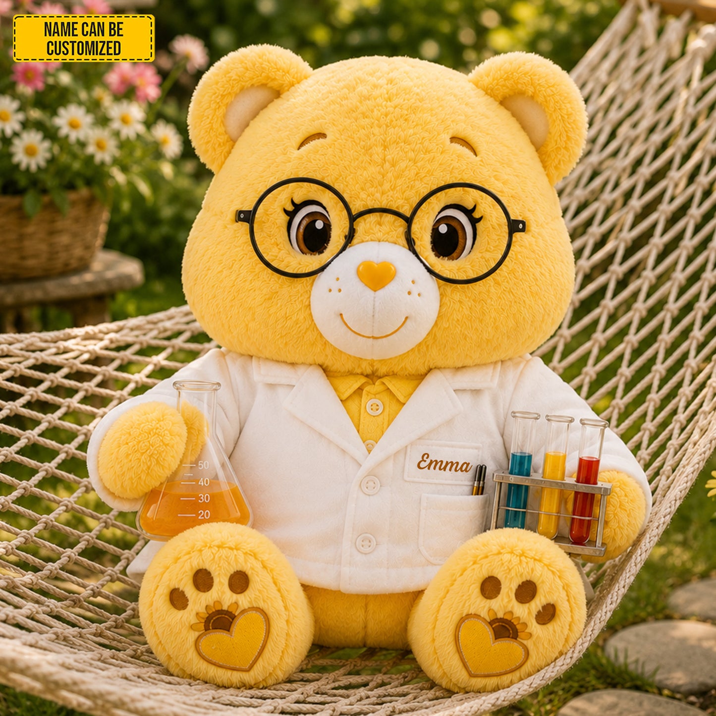 Personalized Scientist Bear Custom Shaped Pillow