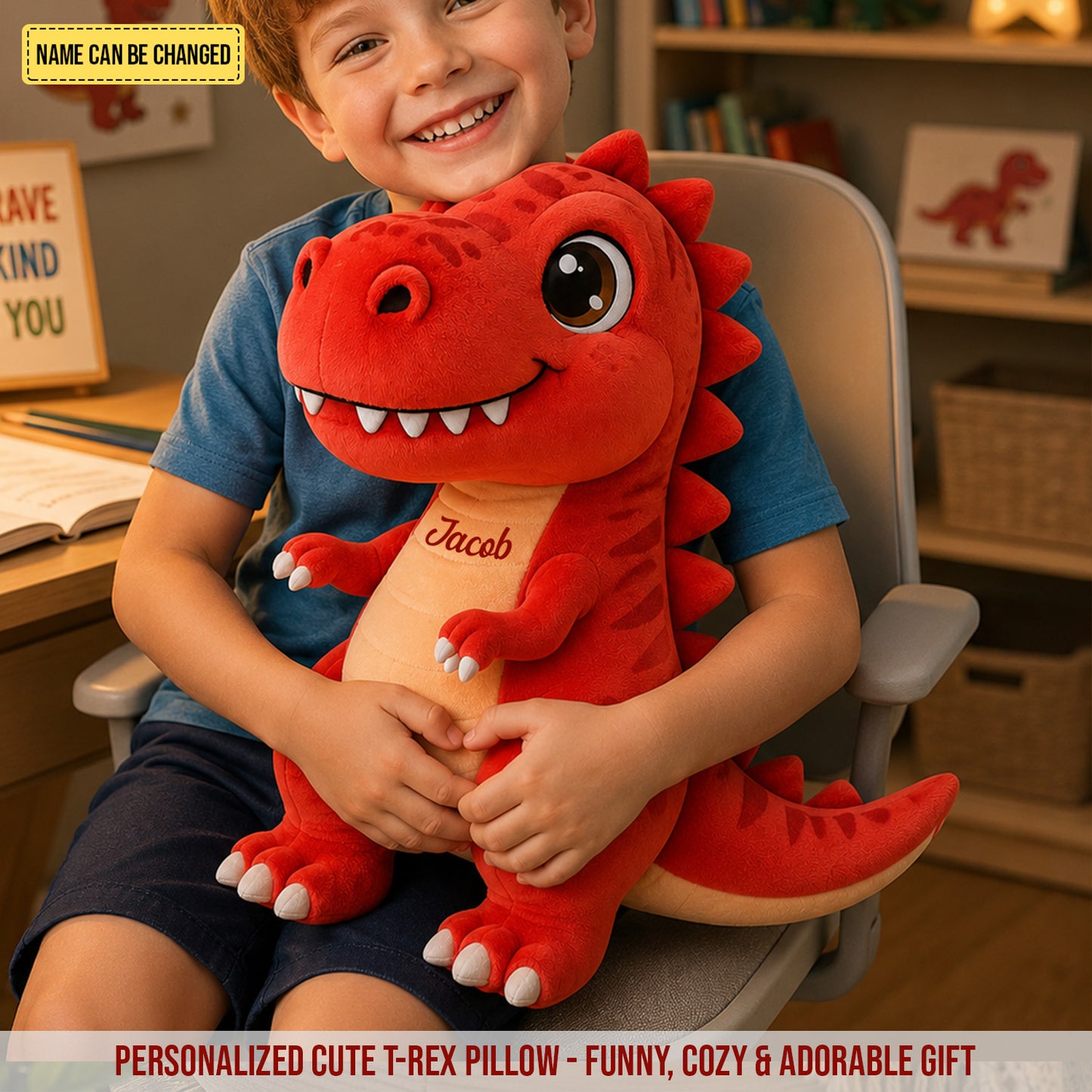 Personalized Cute T-Rex Custom Shape Pillow