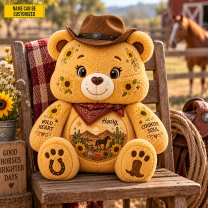 Wild Heart Country Soul - Personalized Bear Pillow