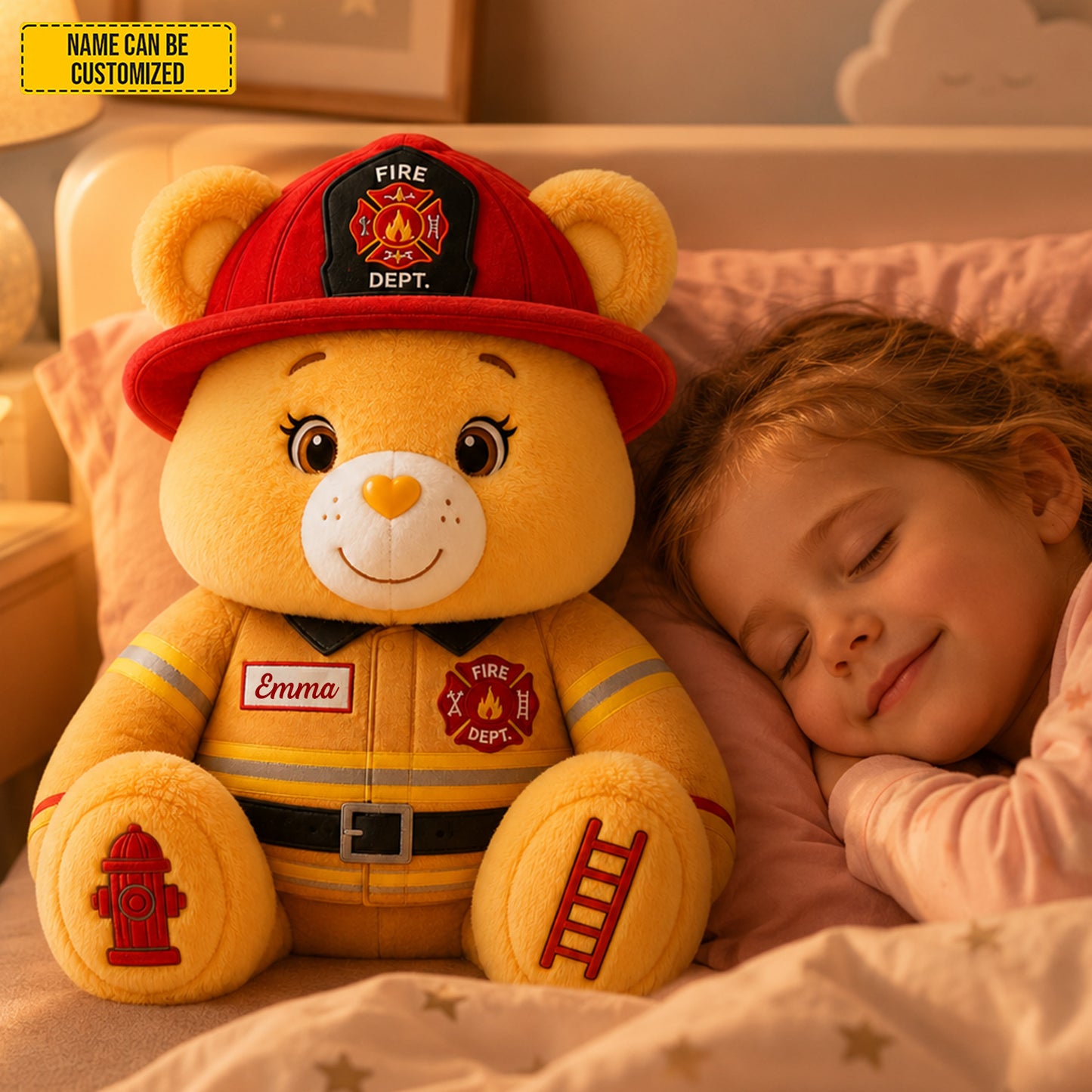 Personalized Firefighter Bear Custom Shaped Pillow