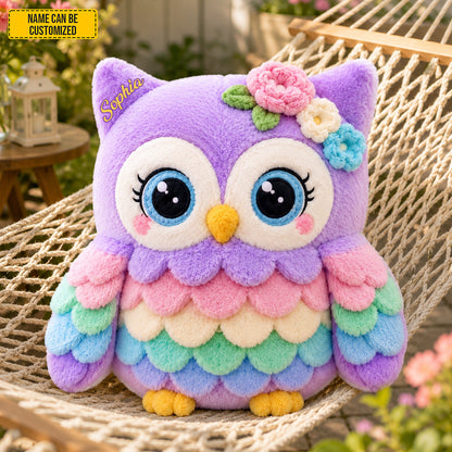 Personalized Colorful Owl Custom Shaped Pillow