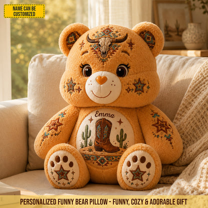 Personalized Western Cowboy Bear Custom Shaped Pillow