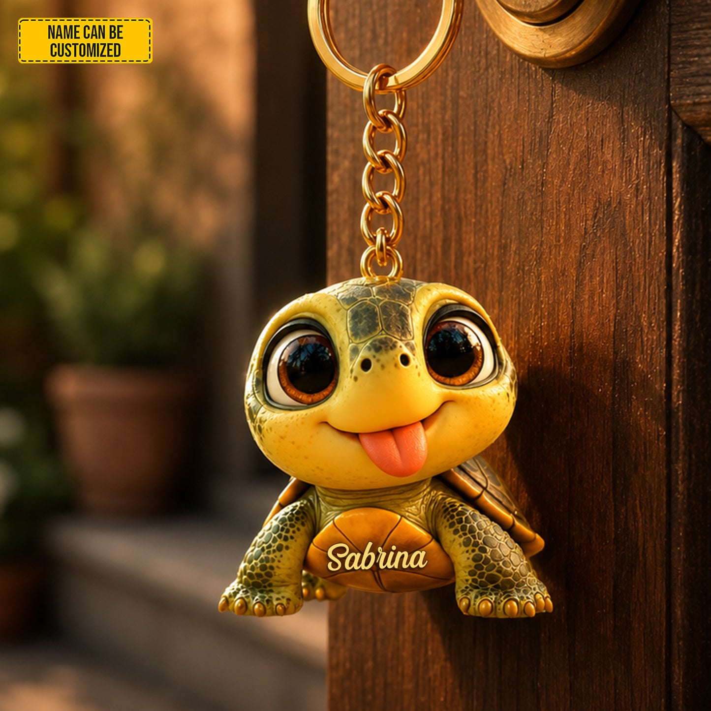 Personalized Cute Turtle Keychain