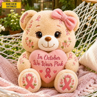 We Wear Pink - Personalized Bear Pillow