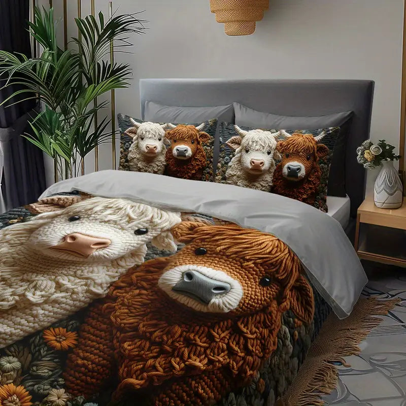 Highland Cow Pattern Bedding Set