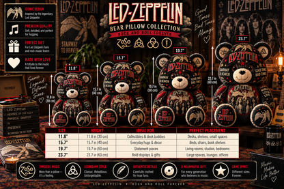 Led Zeppelin Bear Custom Shaped Pillow – Gift for Classic Music Lover 2