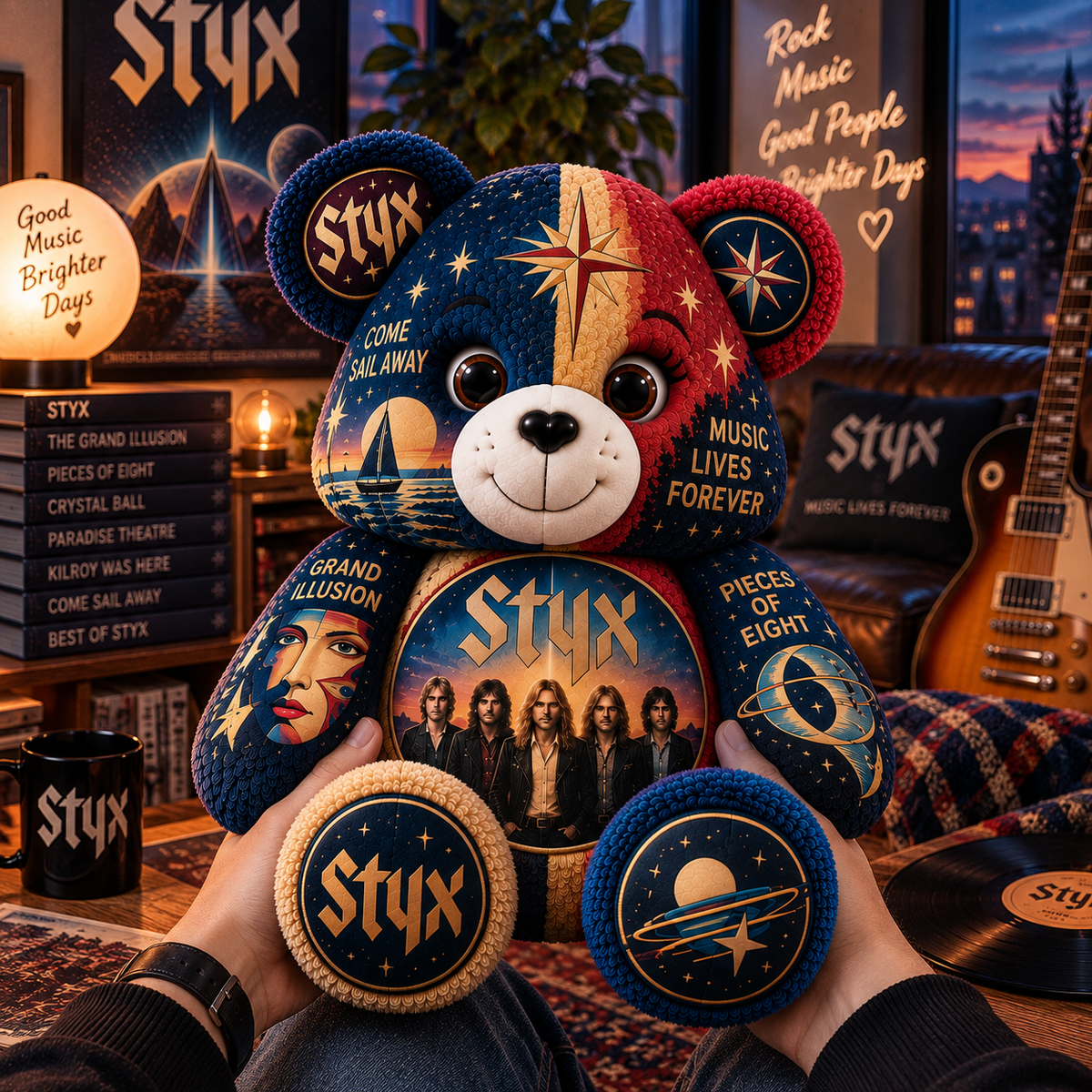 Styx Bear Custom Shaped Pillow – Classic Rock Fan Gift