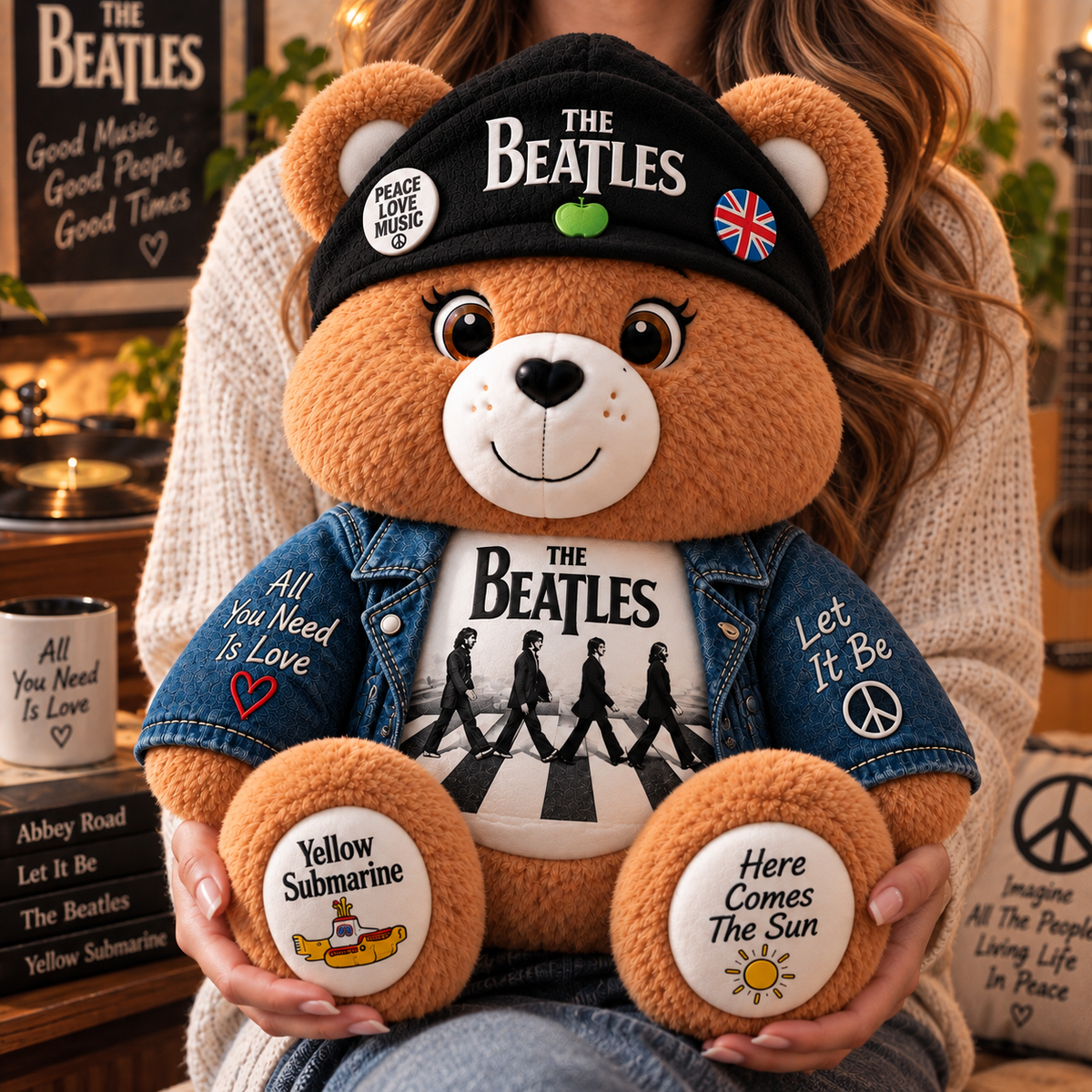 The Beatles Custom Shaped Bear Pillow – Abbey Road Inspired Gift for Beatles Fans