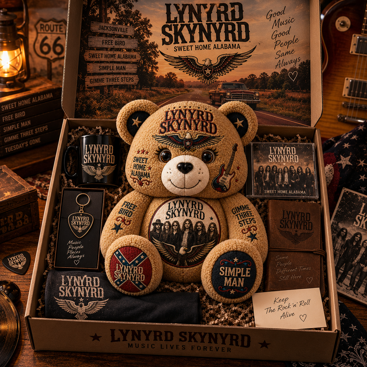 Lynyrd Skynyrd Band Bear Custom Shaped Pillow – Rock Music Legend Gift