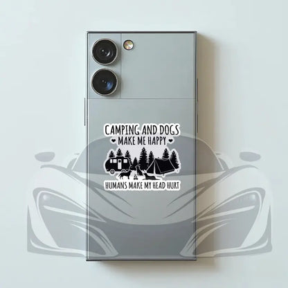 Camping and Dogs Make Me Happy Vinyl Sticker