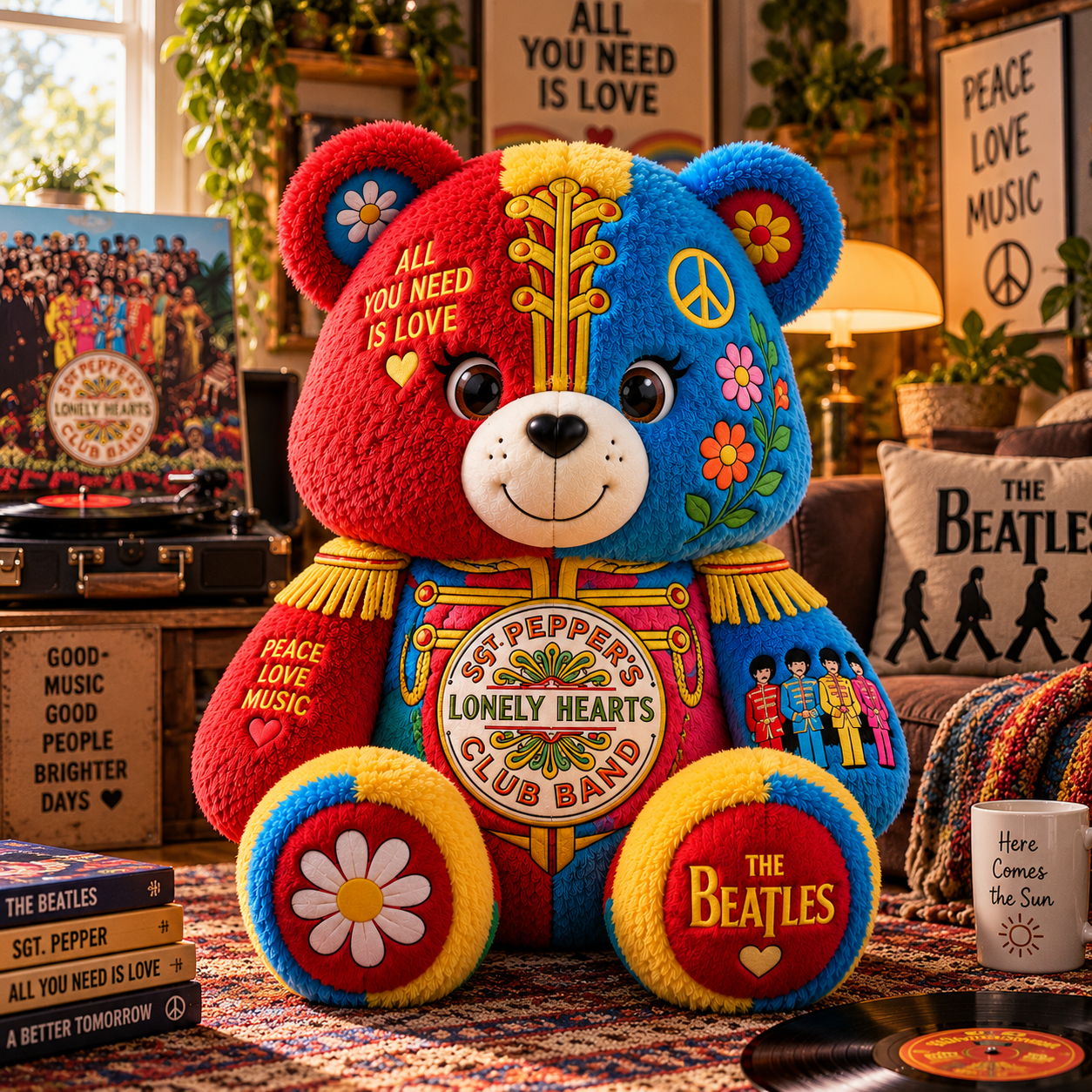 The Beatles Bear Custom Shaped Pillow – Gift for Beatles Fans & Music Lovers 3