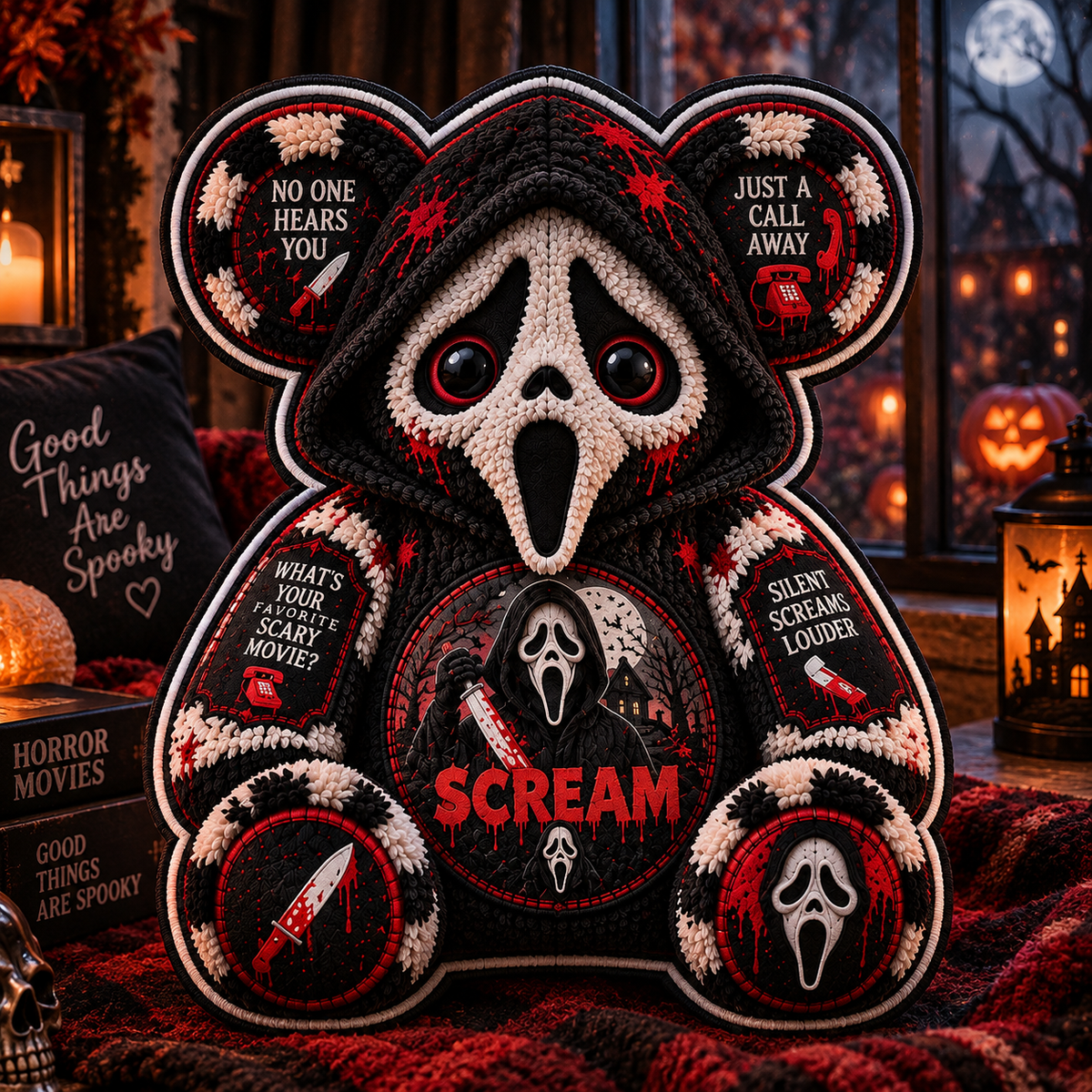 Ghostface Scream Horror Custom Shape Pillow  – Spooky Halloween Pillow