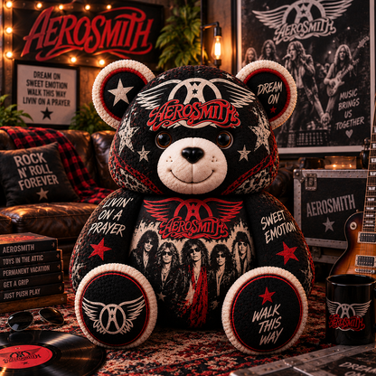 Aerosmith Custom Shaped Bear Pillow – Classic Rock Music Inspired Gift for Fans