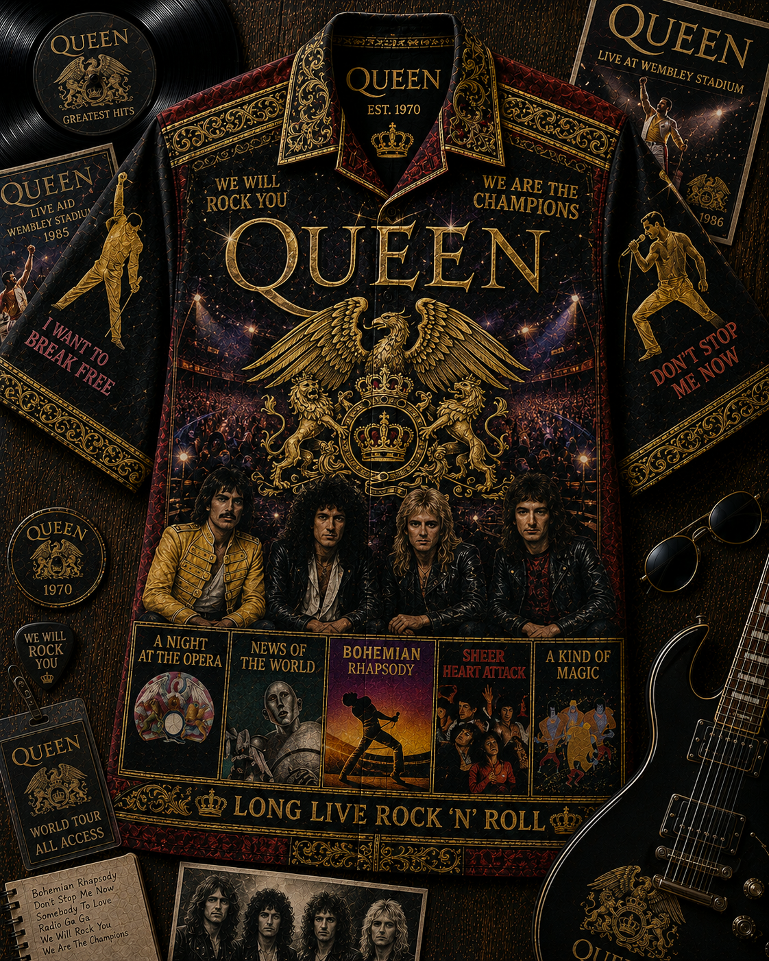 Queen Band Hawaiian Shirt - Vintage Music Rock Fan Gift 2