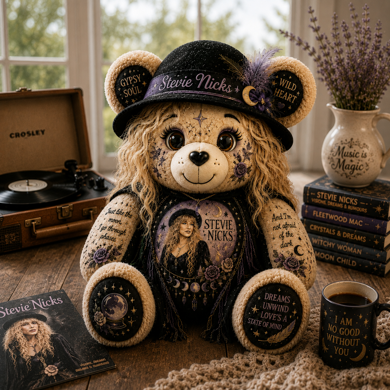 Stevie Nicks Bear Custom Shaped Pillow – Gift for Classic Music Lovers