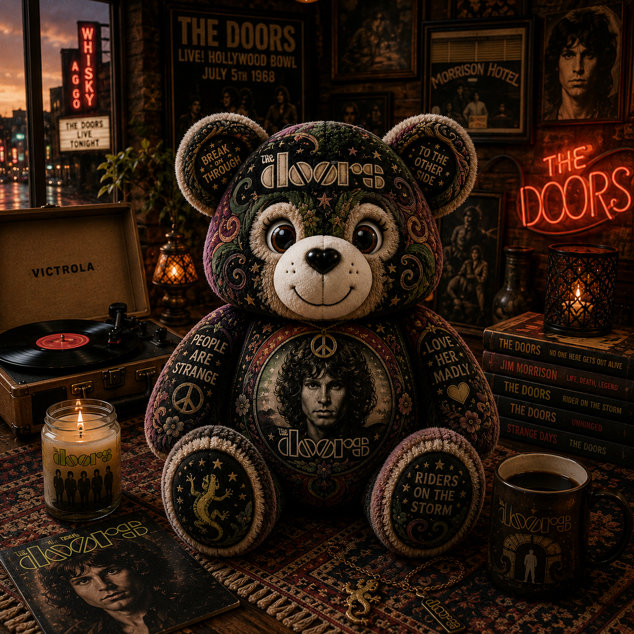 The Doors Bear Custom Shaped Pillow – Rock Music Legend Gift