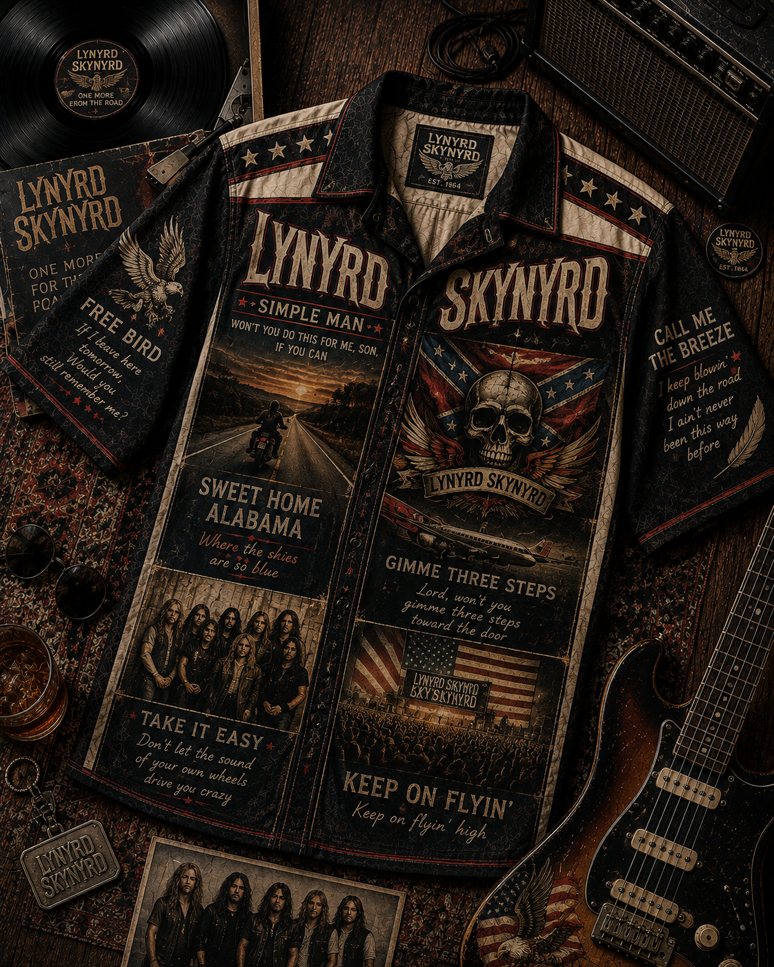 Lynyrd Skynyrd Hawaiian Shirt - Vintage Music Fan Gift