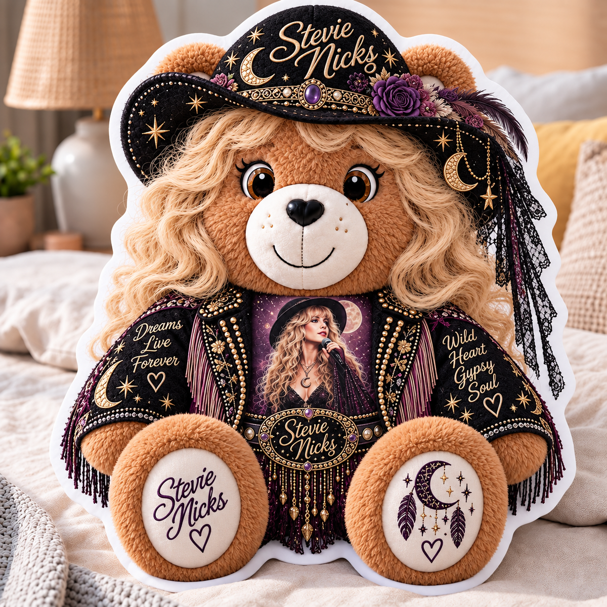 Stevie Nicks Custom Shaped Bear Pillow – Gypsy Soul Music Inspired Gift for Stevie Nicks Fans 2