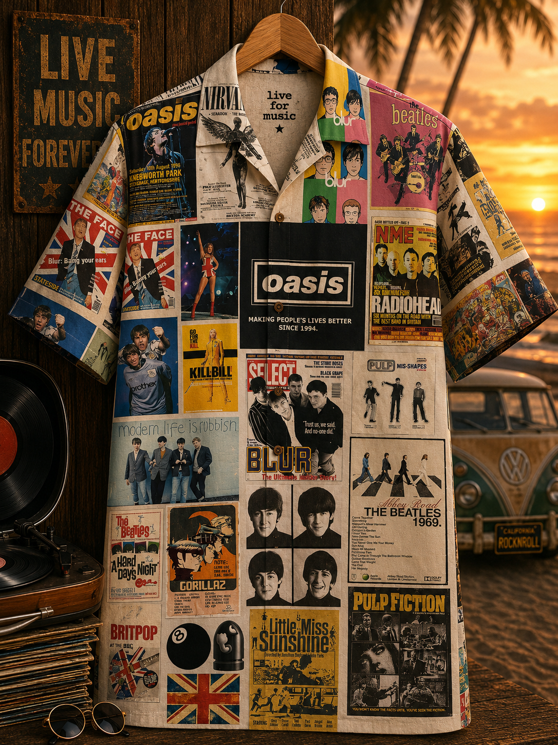 British Music Hawaiian Shirt - Vintage Music Fan Gift