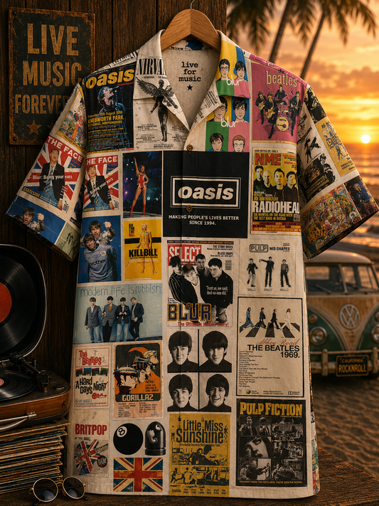 British Music Hawaiian Shirt - Vintage Music Fan Gift