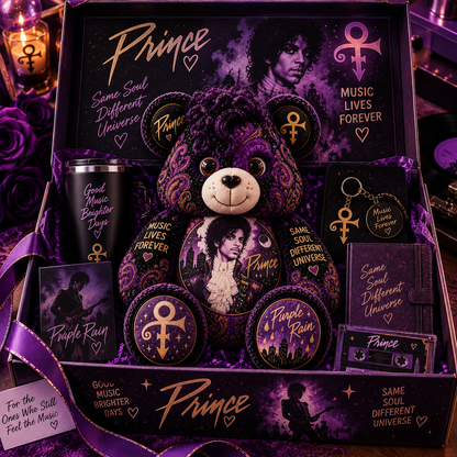 Prince Bear Custom Shaped Pillow – Purple Rain Music Fan Gift