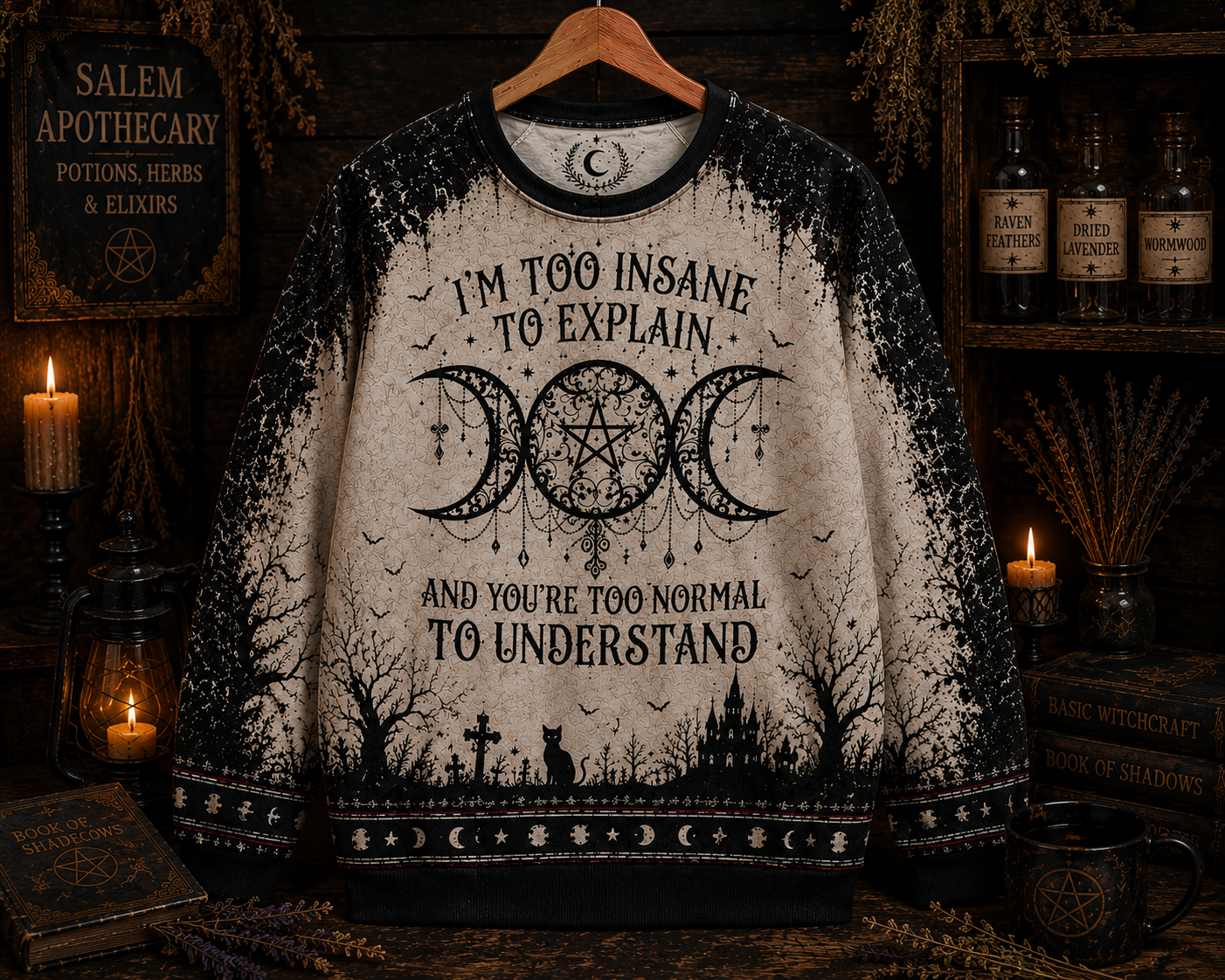 I'm To Insane To Explain And You're Too Normal To Understand – Witchy Gothic Shirt