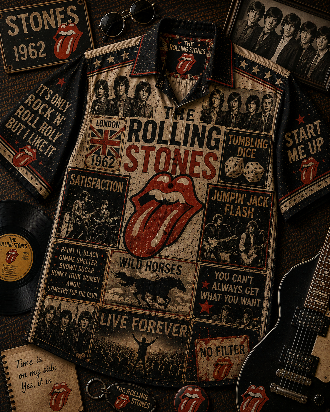 The Rolling Stones Hawaiian Shirt - Vintage Music Fan Gift