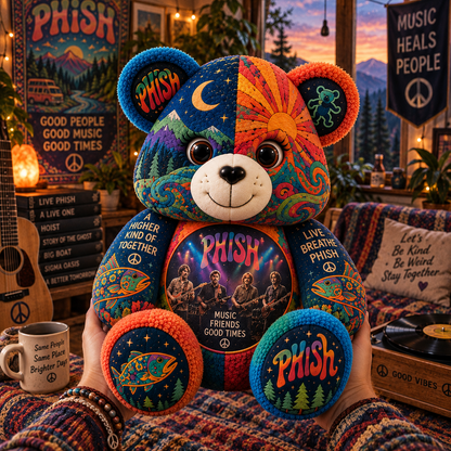 Phish Bear Custom Shaped Pillow – Psychedelic Jam Rock Music Fan Gift