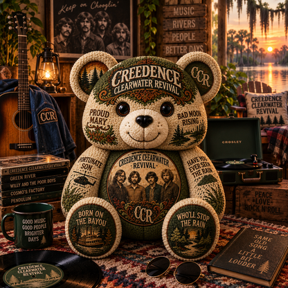 CCR Bear Custom Shaped Pillow – Rock Music Legend Gift