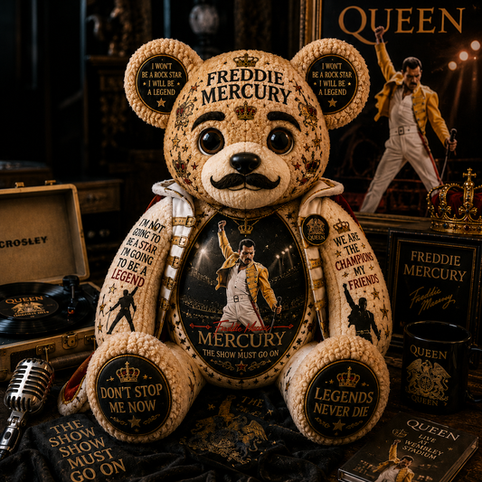 Freddie Mercury The Show Must Go On Bear Custom Shaped Pillow – Queen Legend Music Lover Gift