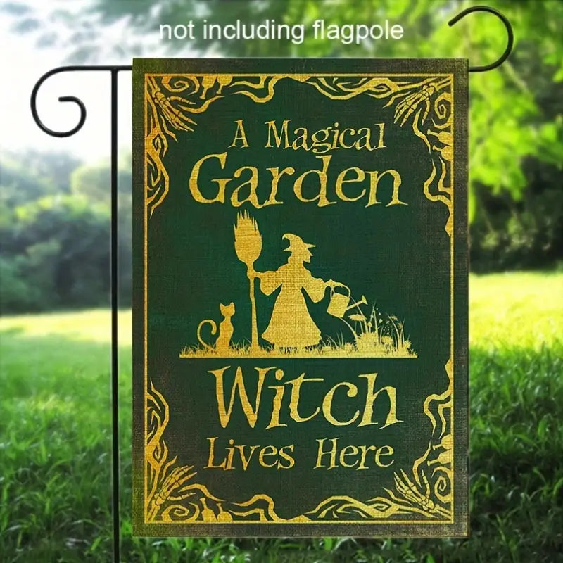 A Magical Garden Witch Lives Here - Witch Garden Flag, Halloween Garden Flag, House Flag