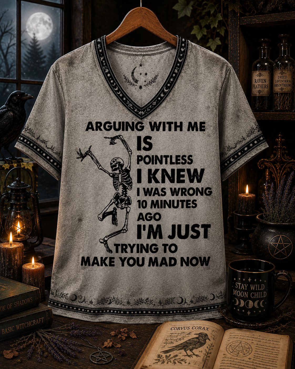 Arguing With Me Is Pointless Funny Skeleton All Over Print Shirt