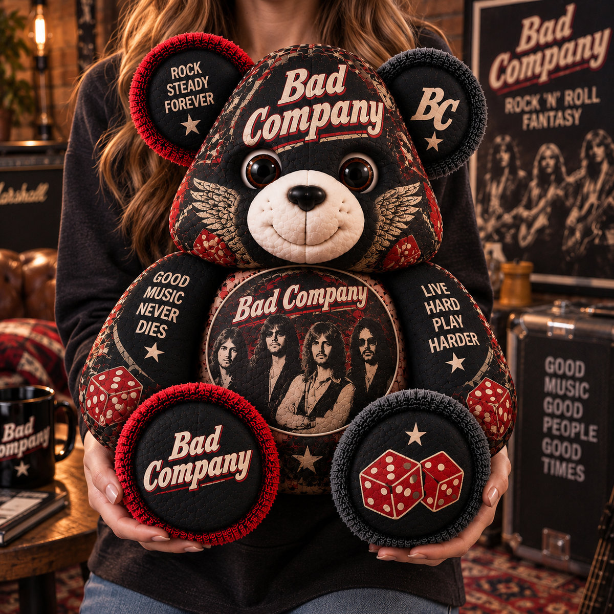 Bad Company Custom Shaped Bear Pillow – Classic Rock Music Inspired Gift for Fans
