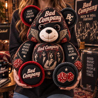 Bad Company Custom Shaped Bear Pillow – Classic Rock Music Inspired Gift for Fans