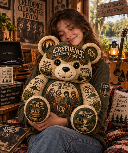 CCR Bear Custom Shaped Pillow – Rock Music Legend Gift