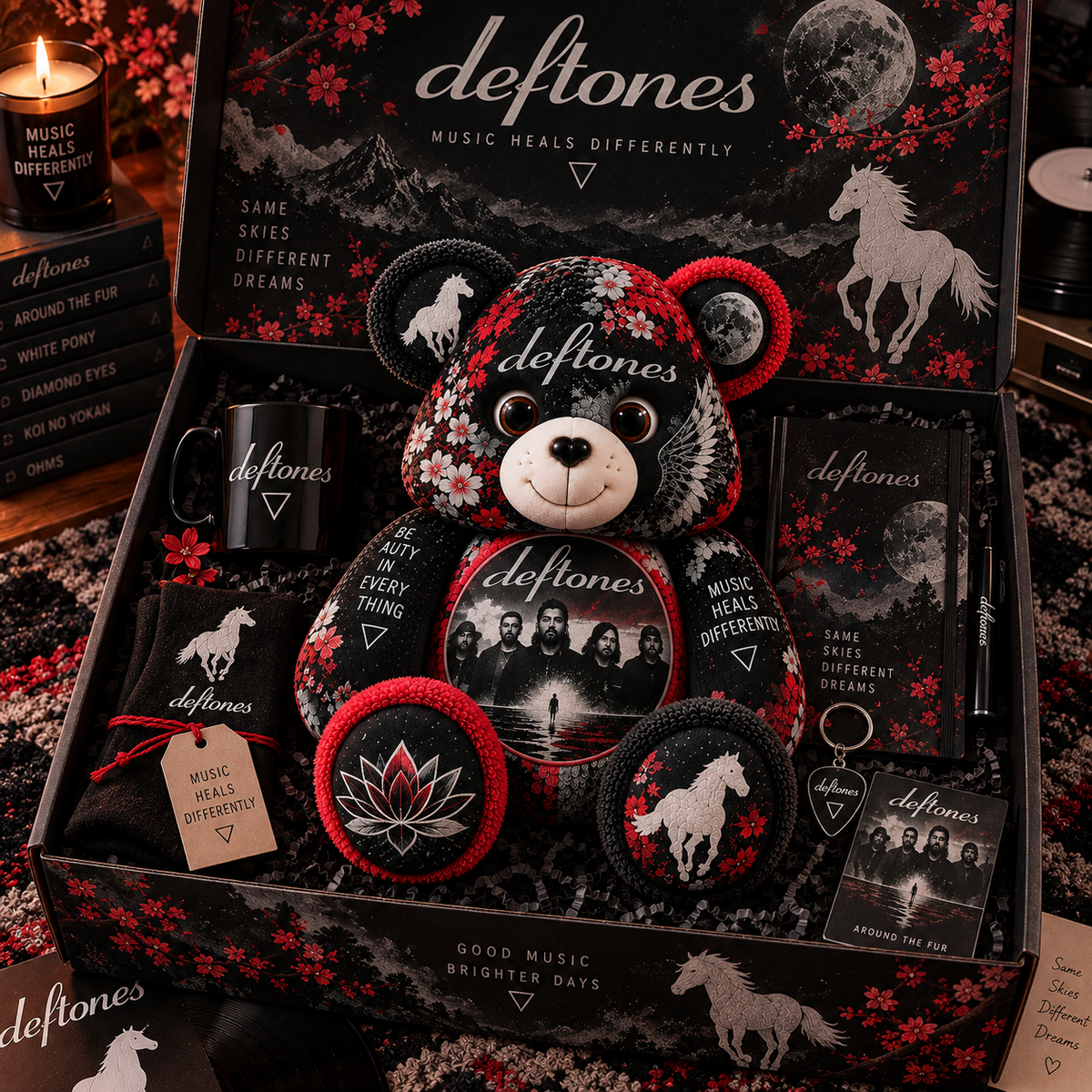 Deftones Bear Custom Shaped Pillow – White Pony Alternative Metal Music Fan Gift