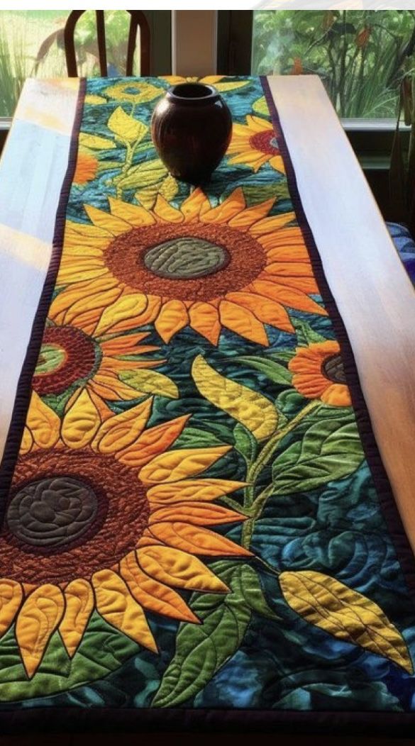 Beautiful Sunflower Quilted Table Runner
