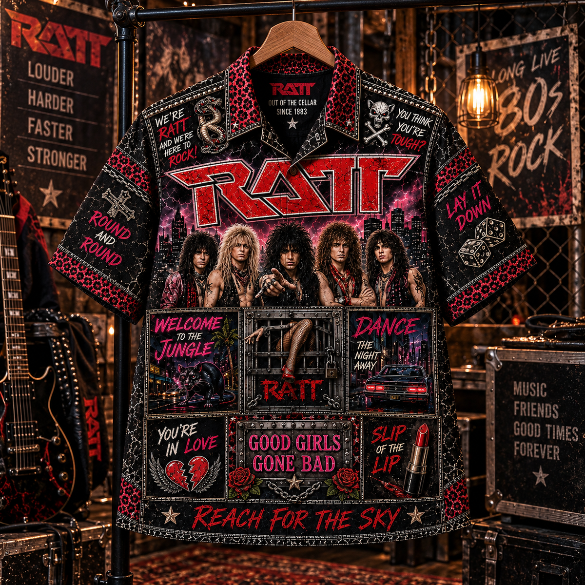 Ratt Hawaiian Shirt – Out of the Cellar Round and Round 80s Glam Metal Rock Music Inspired Gift for Ratt Fans
