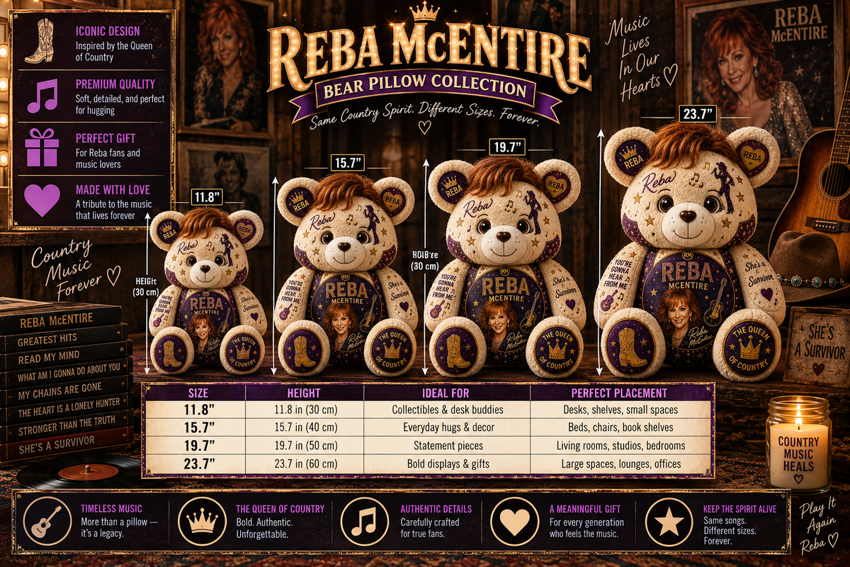 Reba McEntire Bear Custom Shaped Pillow – Queen of Country Music Fan Gift, Country Lover Decor