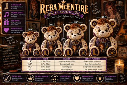 Reba McEntire Bear Custom Shaped Pillow – Queen of Country Music Fan Gift, Country Lover Decor