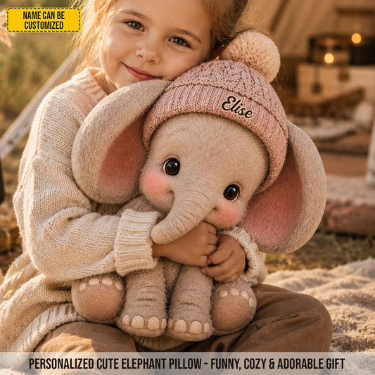 Personalized Warm Elephant Custom Shaped Pillow