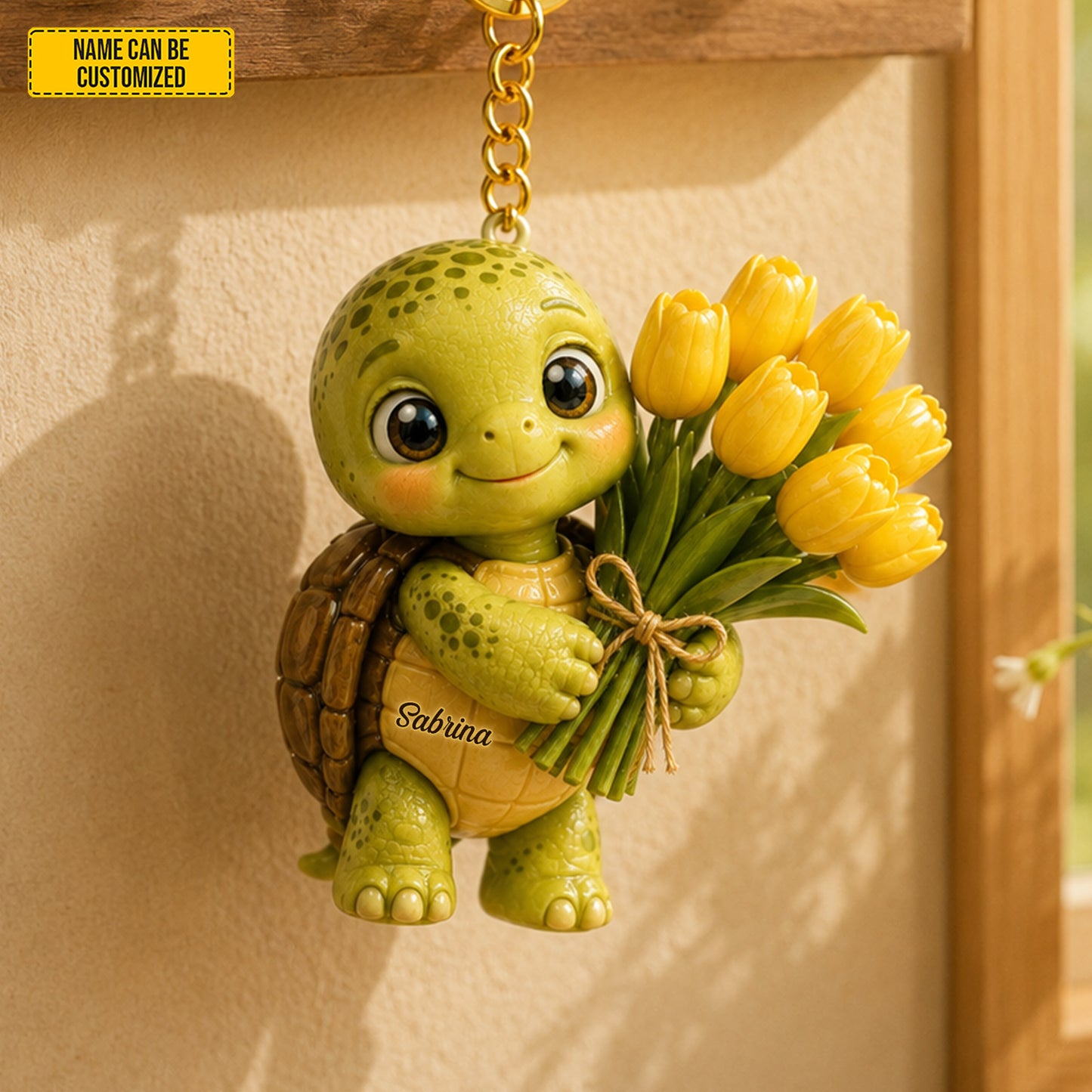 Personalized Tulip Turtle Keychain